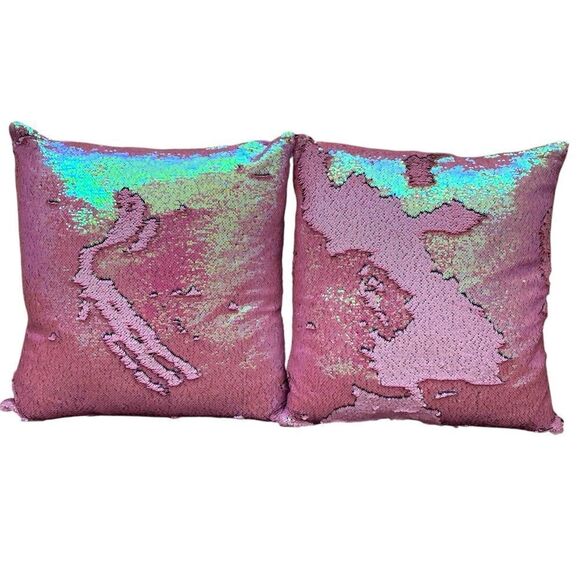 NWOT NEW Two (2) Aviva Stanoff  Sequin Blush Pink Luxury Designer Pillows - Picture 2 of 9